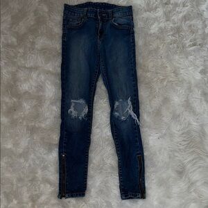 Carmar Dark Indigo Ripped Skinny Jeans with Ankle Zips